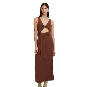Significant Other Brown BodyCon Charlie Midi Dress With Cutout Tie Twist Details